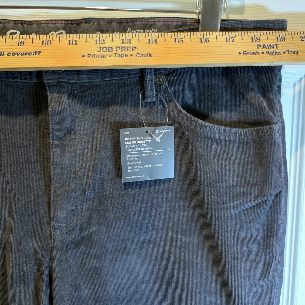 Eddie Bauer Corduroy Pants Boyfriend Slim Tapered Sz 16 Dark Gray Cotton Jeans - Picture 12 of 15